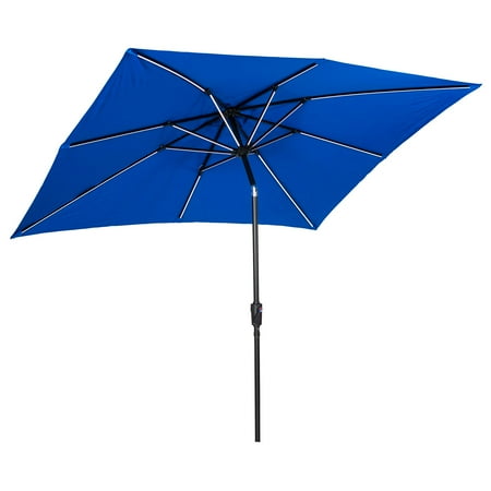 Sun Ray - 9'x7' Rectangular Next Gen Solar Lighted Umbrella - Royal Blue