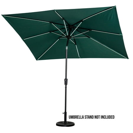 Sun Ray - 9'x7' Rectangular Next Gen Solar Lighted Umbrella - Hunter Green