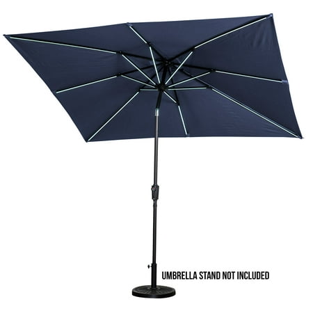 Sun Ray - 9'x7' Rectangular Next Gen Solar Lighted Umbrella - Navy