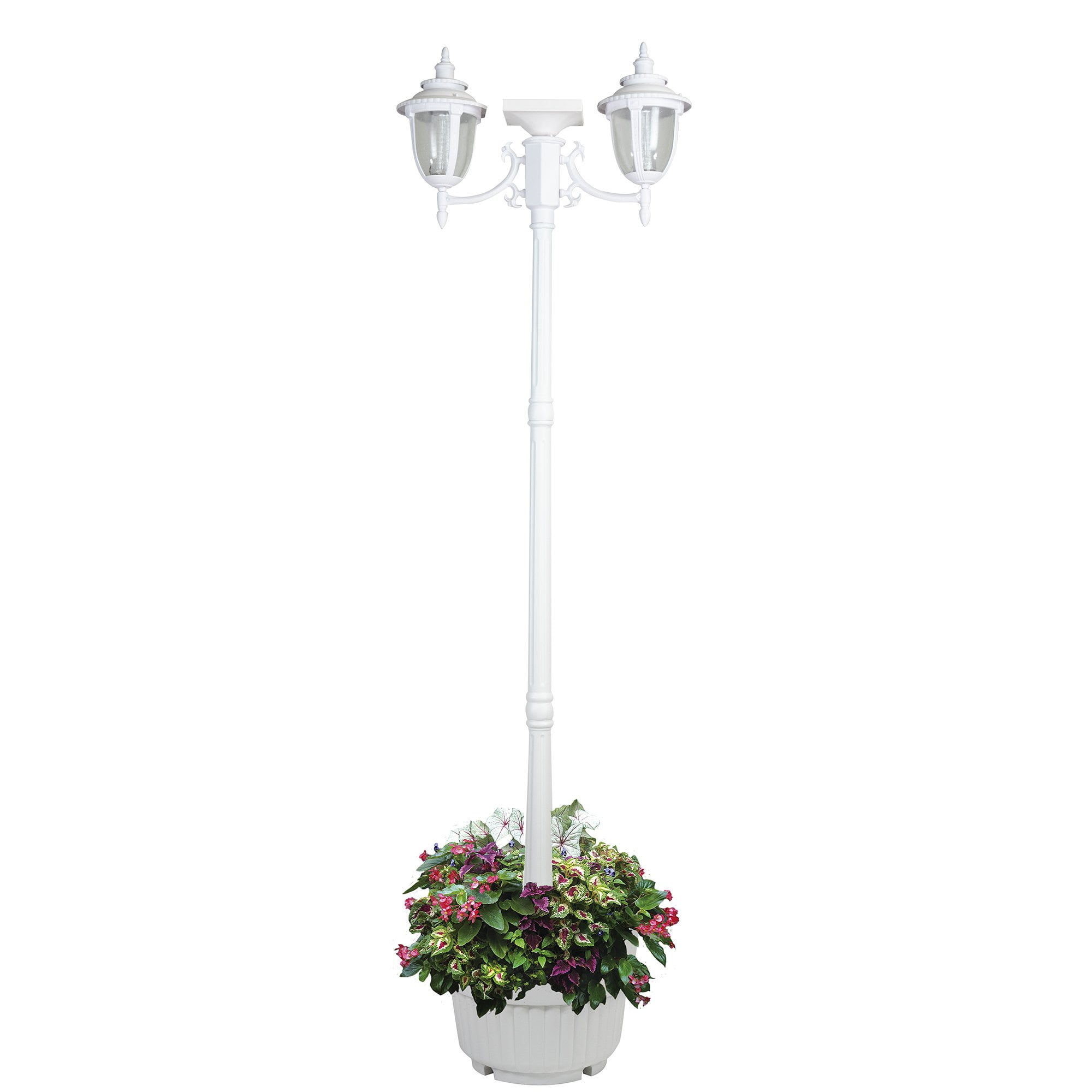 Hannah 2-Light Outdoor White Integrated LED Solar Lamp Post an Planter Hannah 2-Light Outdoor White Integrated LED Solar Lamp Post an Planter