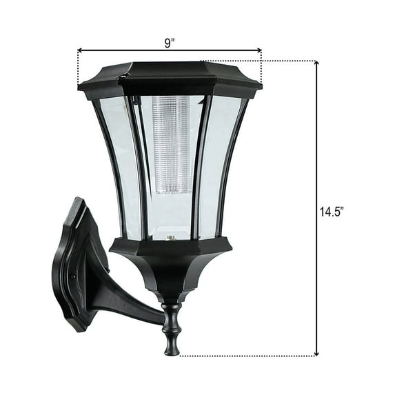 SunRay Martens Wall Mount Solar Lantern, Black, No Wiring Needed