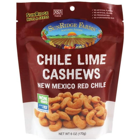 SunRidge Farms 533087 6 oz Cashews   Mexico Chimayo Red Chile Lime