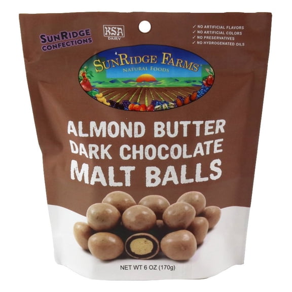 SunRidge Farms Almond Butter Dark Chocolate Malt Balls - 6 oz- Pack of 2
