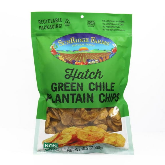 SunRidge Farms Hatch Green Chile Plantain Chips - 10.5 oz- Pack of 2