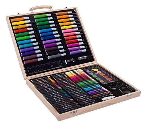 SunRise Portable Art/Drawing Set - Kids 131-Pc w/ Wood Case