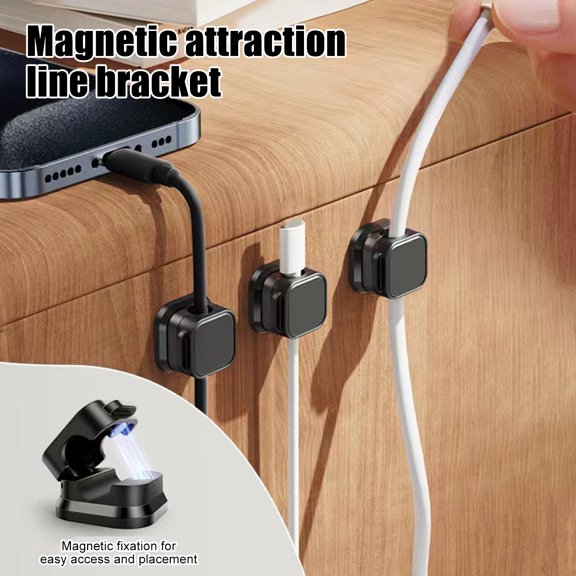 Walbest 6 Pcs Cable Organizers for Desk Car Magnetic Closure Securely Holds USB Phone Computer Cables Strong Adhesive Backing Neat Cable Management Tool