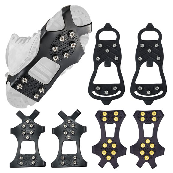 SunRoad Non-Slip Gripper Spike Winter Ice Walk Grippers Traction Cleats Snow Shoe Spikes Crampons for Hiking Boots Shoes