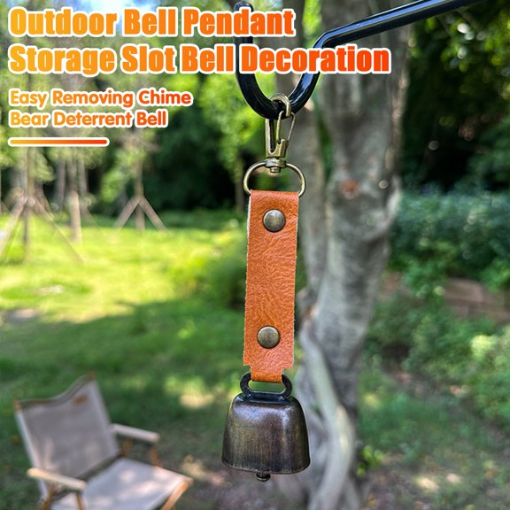 SunRoad Outdoor Bell Pendant with Loud Clear Sound to Repel Bear Faux Leather Easy Attach Remove Buckle for Hanging on Bags Tents Bicycles Grip Grill Scraper Deterrent Bell Ornament