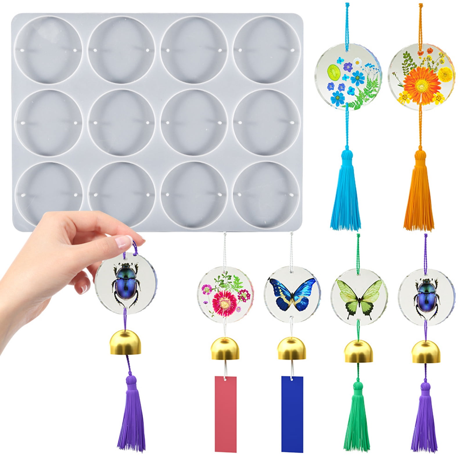 Walbest Round Silicone Mold 9 Cavity Circle Button Pendant Resin Epoxy ...