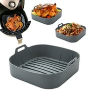 SunRoad Silicone Air Fryer Baking Pan Liners with Handles Food-Grade Silicone Oven Liner Non-Stick Reusable Airfryer Accessories for 4-6 Qt Air Fryers