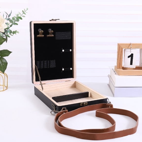 Walbest Writer Messenger Storage Box Large Capacity Easy to Carry Multifunctional Wooden Handmade Crossbody Portable Artist Tool Bag