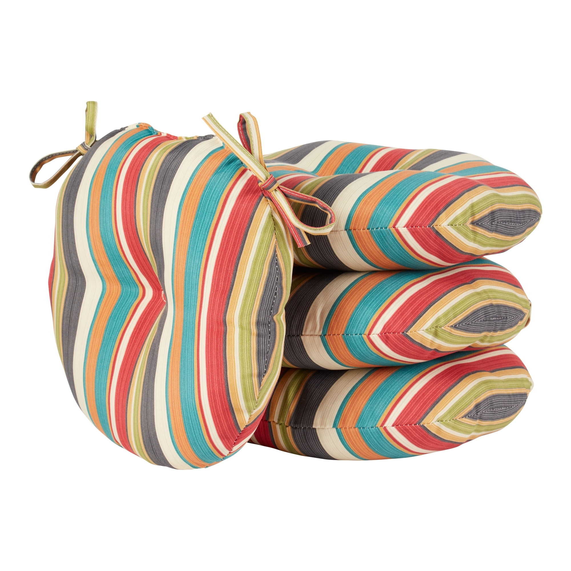 Sunset Stripe Round Outdoor Bistro Chair Cushions Set of 4