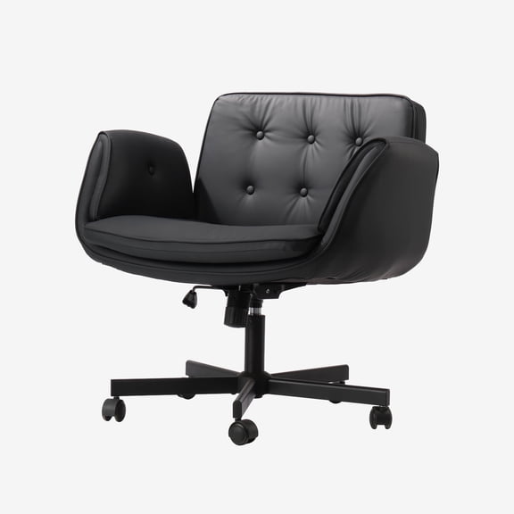 SunSettler Office Criss Cross Chair Adult PU Leather and Foam Mid Back Indoor Residential Ergonomic Office Chairs, Black