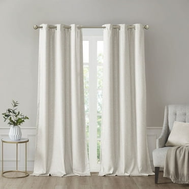 SunSmart Como Tonal Printed Faux Silk Total Blackout Window Panel Pair in Ivory