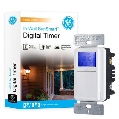 SunSmart In-Wall Digital Timer, Daily/Weekly Settings, Backlit LCD, Push Button Door, 32787