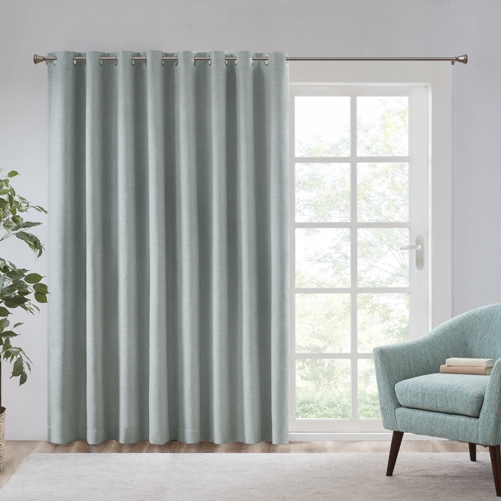 Aqua Ground Length Blackout Polyester Grommet Window Panel