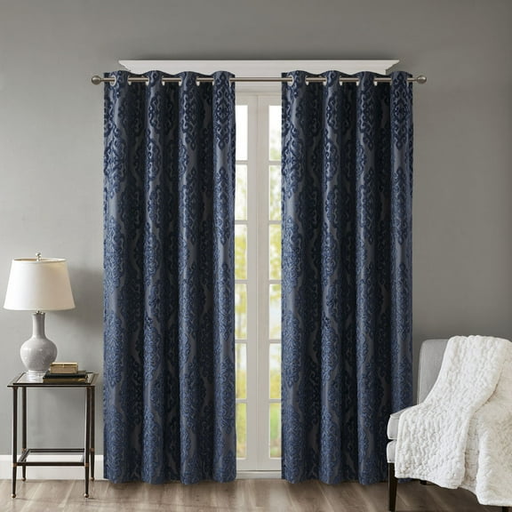 SunSmart Mirage Knitted Jacquard Damask Total Blackout Grommet Top Curtain Panel