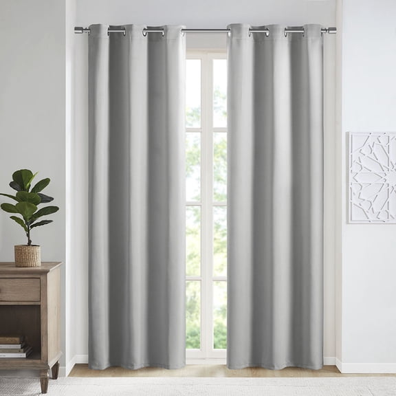 SunSmart Taren 100 Percent Polyester Fabric Solid Thermal Panel Pair in Gray