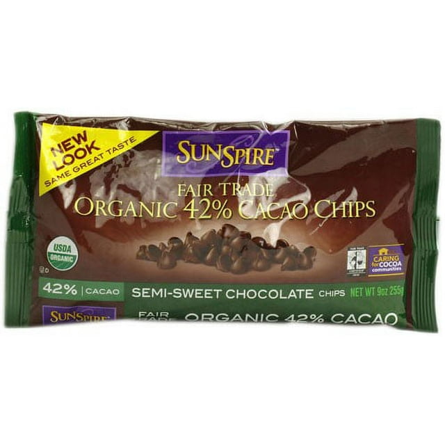 SunSpire Organic Fair Trade 42% Cacao Semi-Sweet Baking Chips, 9 Oz