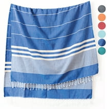 SunSpun Linens Turkish Beach Towel - Beach Towels 39x63in Cotton Oversized Turkish Bath Towel (Blue)