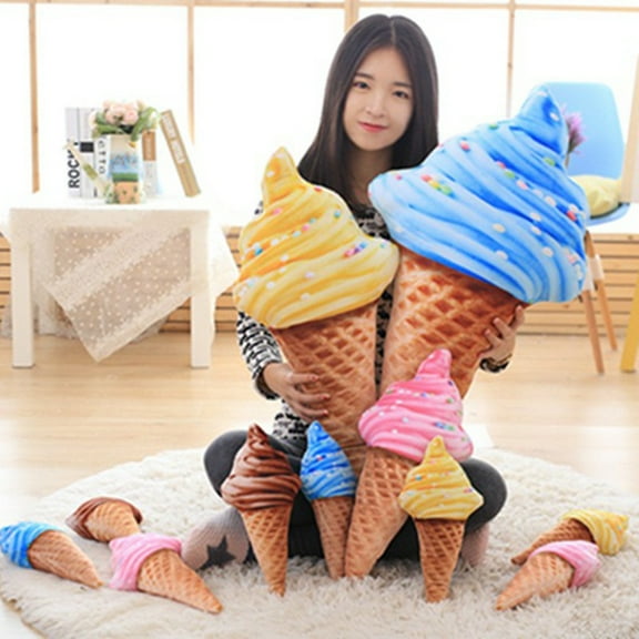 SunSunRise 3D Ice Cream Stuffed Animals & Plush Toy, PP Cotton Orange, 30 cm