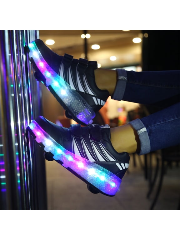 Fashion Colorful LED Light Shoes Kids Adult Ultra-light Roller Heelys Skates