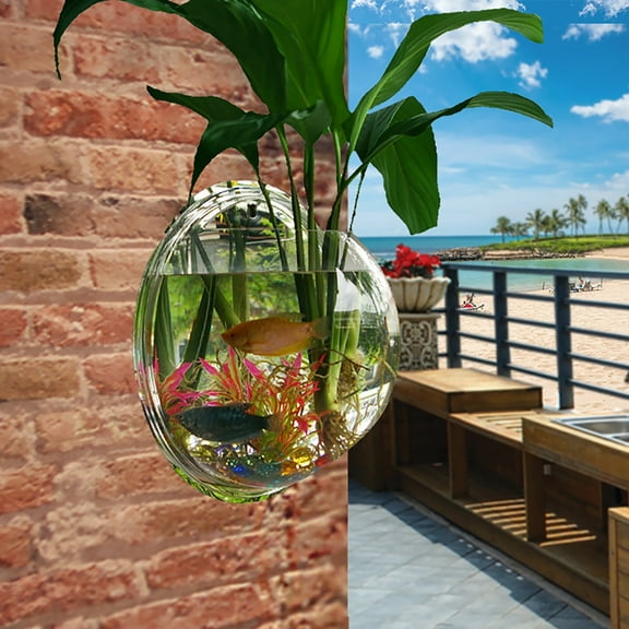 SunSunrise Wall Mounted Aquarium Tank: Fish Bowl Hanging Aquariums Clear Acrylic Tanks - Plastic Fishtank for Home Garden Office