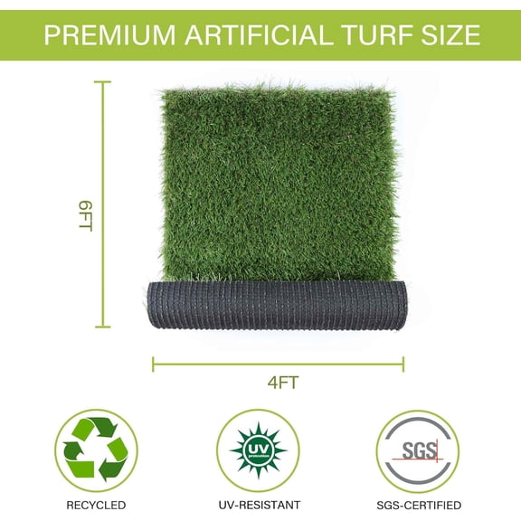 SunTurf Artificial Grass for Dogs, Dog Pee Grass, Fake Grass for Dogs Potty Training, 4x6ft Extra Large Turf Grass, Reusable Puppy Wee Wee Pads, Dog Supplies, Indoor Outdoor