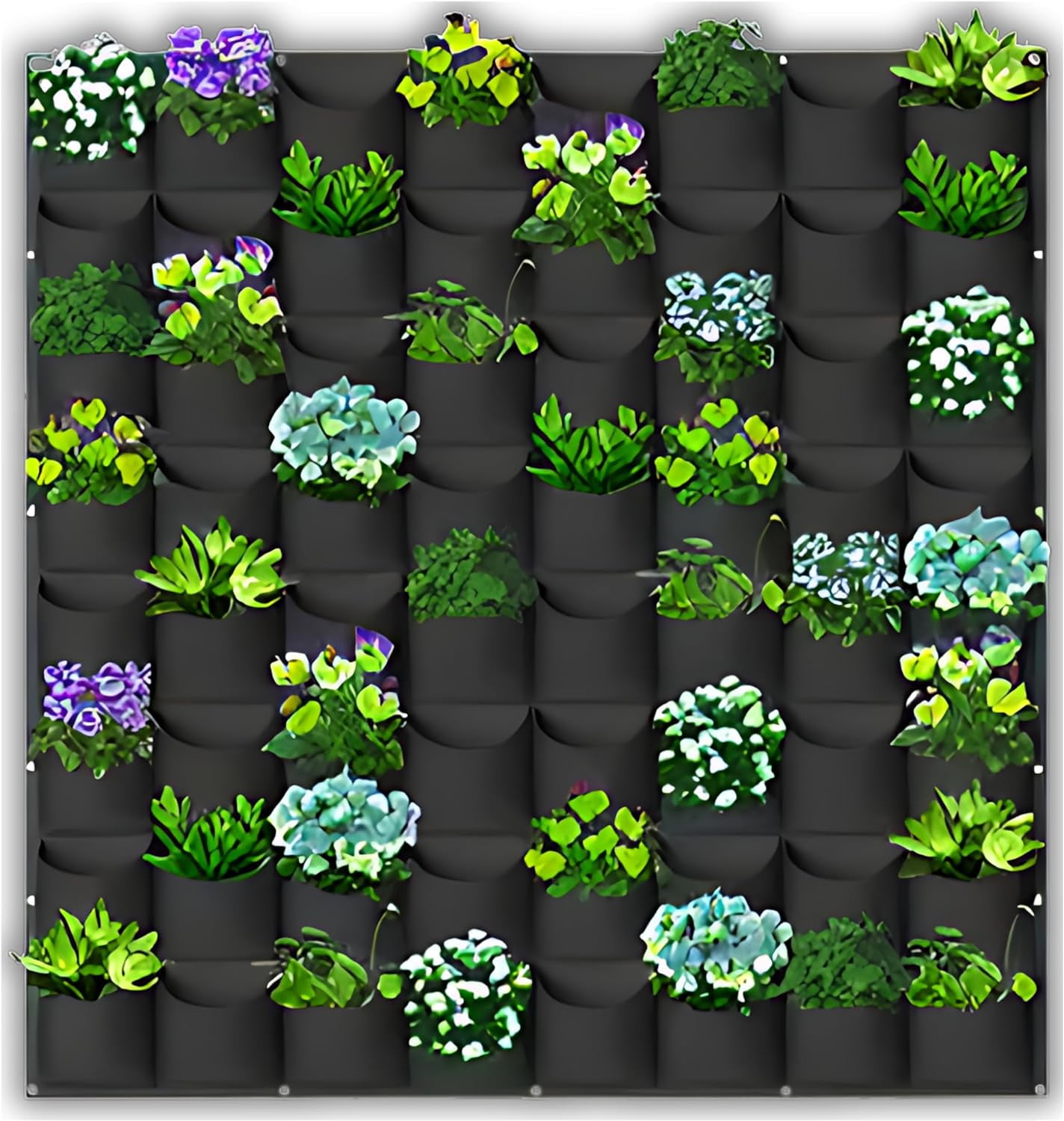 Modern Black Vertical Wall Planter with 64 Pockets