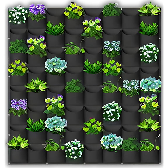 SunVara Vertical Wall Planter Vertical Garden Wall Living Wall Planters Outdoor Wall Garden Planter Outdoor Vertical Wall Planters for Outdoor Plants Wall Pocket Planter Hanging Grow Bags 64 Pockets