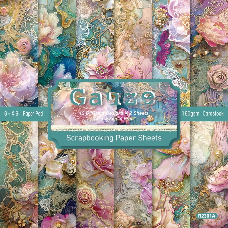 24 Sheets 6x6 Inch Vintage Clock Pattern Scrapbook Paper - Single-Sided 160gsm Cardstock For Journaling, Cards, Crafts