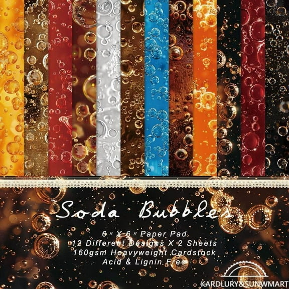 SunWMart 48 Sheets Scrapbook Paper Pad, 6" x 6" Single Sided Scrapbooking Supplies for DIY Background Cardmaking Art Journaling Planner Origami Crafts