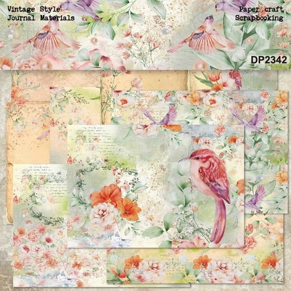 SunWMart A5 Size Scrapbook Paper, 16 Sheets Single Sided Decorative Vintage Scrapbooking Junk Journaling Supplies for Art Card Making Embellishments DIY Crafts