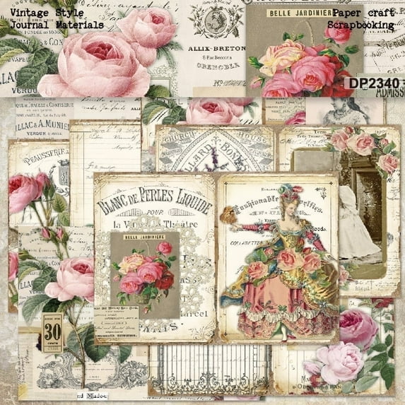 SunWMart A5 Size Scrapbook Paper, 16 Sheets Single Sided Decorative Vintage Scrapbooking Junk Journaling Supplies for Art Card Making Embellishments DIY Crafts