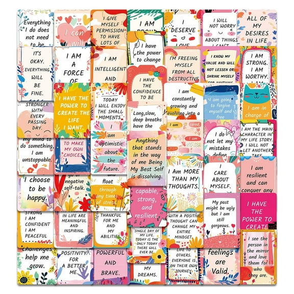 SunWMart Affirmation Cards, Motivational Inspirational Cards, Mindfulness Card Spiritual Gift 3.5 x 2.5 Inch Single Sided 50 Cards with Daily Positive Affirmations