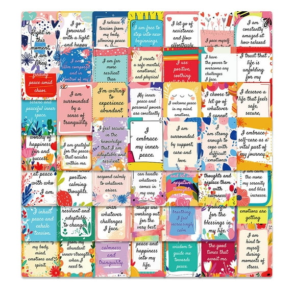 SunWMart Affirmation Cards for Positivity and Manifestation, Motivation Inspiration Encouragement Cards, 3.5 x 2.5 Inch Single Sided 50 Cards Cardstock