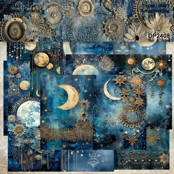 Handmade Scrapbook Art Craft Paper, A5 Size 16 Sheets Single Sided Special Origami Paper for Scrapbooking Junk Journal Journaling Supplies DIY CardStock Materials