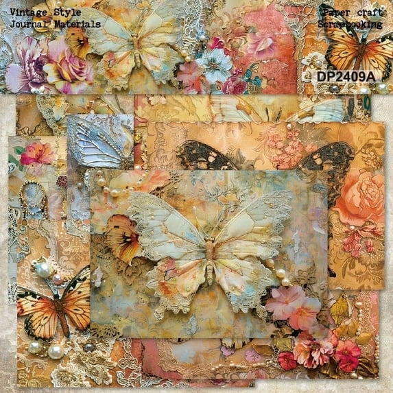 Handmade Scrapbook Art Craft Paper, A5 Size 16 Sheets Single Sided Special Origami Paper for Scrapbooking Junk Journal Journaling Supplies DIY CardStock Materials