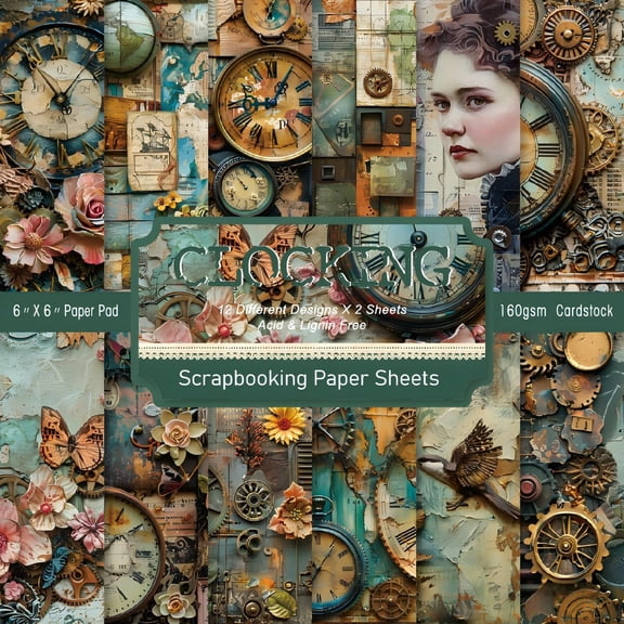 SunWMart Premium 6x6 Inch Single-Sided Scrapbook Paper Pad for Crafting Decorative DIY Background Projects Card Making Supplies Photo Album Decor, 12 Patterns 48 Sheets