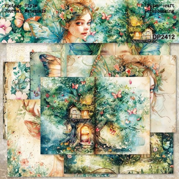 SunWMart Scrapbook Paper 16 Sheets, A5 Size Single Sided Scrapbooking Paper Collage for Vintage Crafts Junk Journal Supplies