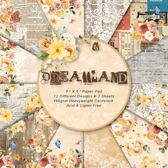SunWMart Scrapbook Paper, 48 Sheets Single-Side Printing Scrapbooking Paper Pad, Junk Journal Photo Album Card Making Cardstock Decorative Craft Supplies, DIY Art Project Decoupage 6x6 Inch