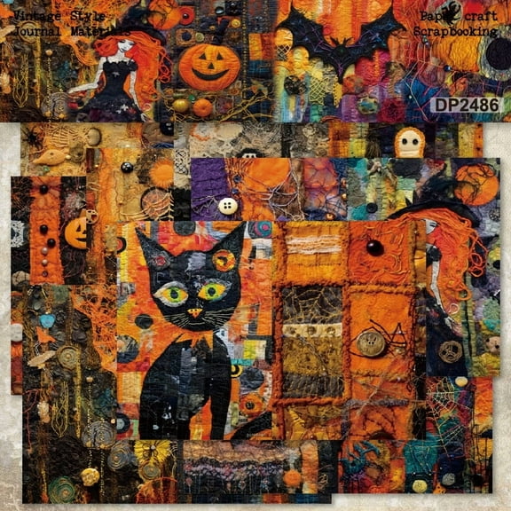 SunWMart Scrapbook Paper, Halloween Pattern 6" x 8" A5 Size 8 Sheets Single Side Decorative Craft Paper Origami Collage for Card Making Journaling Photo Album Decor
