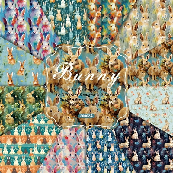 SunWMart Scrapbooking Cardstock Decorative Paper, 48 Sheets 6 x 6 Inch Single Side Decopage Scrapbook Paper for Card Making Journaling Planner Origami Decopage Craft Paper Material Supplies