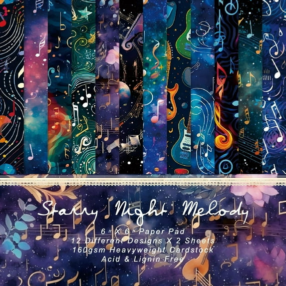 SunWMart Scrapbooking Cardstock Decorative Paper for Card Making Journaling Planner Origami Decoupage Scrapbook Paper Single-Sided Scrapbook Materials Supplies, 6x6 Inch 24 Sheets