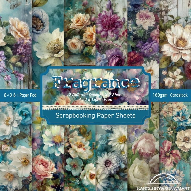 SunWMart Vintage Floral Scrapbook Paper Pad, Flower Patterned Cardstock ...