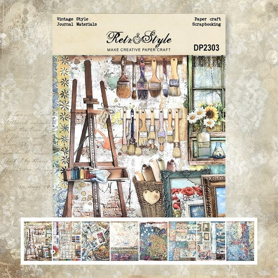 SunWMart Vintage Scrapbook Paper A5 Size, 16 Sheets Single Sided Craft Paper for DIY Card Making Scrapbooking Photo Album Junk Journal Decor