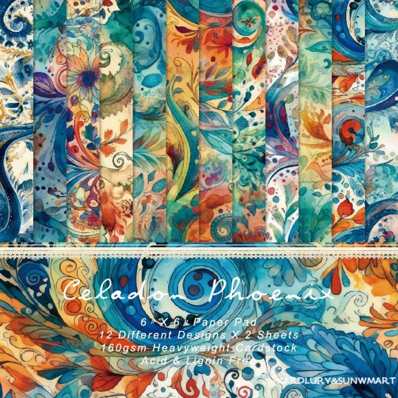 SunWMart Vintage Scrapbook Paper Supplies, 24 Sheets 6 x 6 Inch Aesthetic Decorative Craft Paper, Colorful Origami Cardstock for DIY Projects Junk Journaling Photo Album Diaries Art Supplies