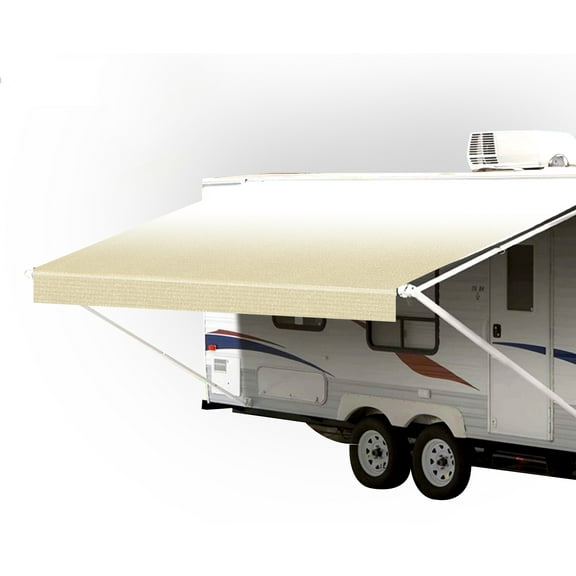SunWave- RV Awning Fabric Replacement | RV Electric Awning Fabric Replacement | Premium Vinyl RV Canopy | Awning Replacement (18', Camel Fade)