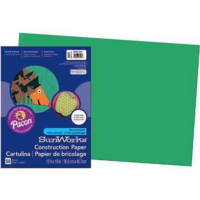 SunWorks Construction Paper, 50 lb Text Weight, 12 x 18, Holiday Green, 50/Pack SunWorks Construction Paper, 50 lb Text Weight, 12 x 18, Holiday Green, 50/Pack