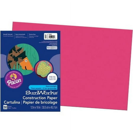 SunWorks, PAC6007, Construction Paper, 50 / Pack, Scarlet